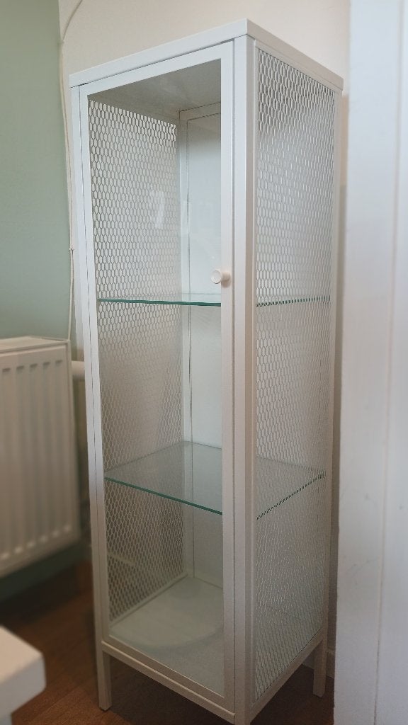 IKEA BAGGEBO Vitrinekast Wit Metaal/Glas 34x30x116 cm, Minder dan 50 cm, 100 tot 150 cm, Ophalen of Verzenden, Glas