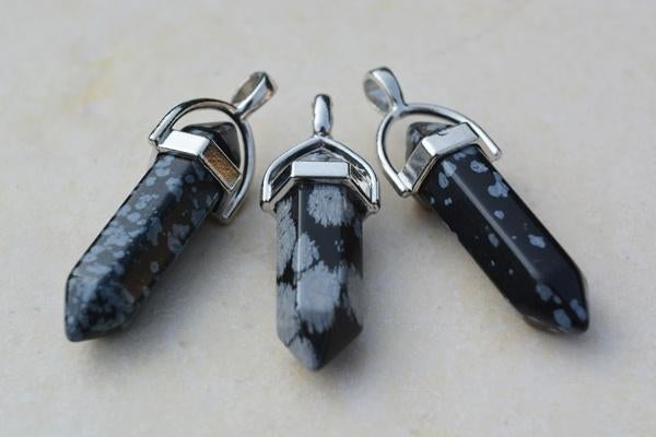 Sneeuwvlokken Obsidiaan punt hanger, Nieuw, Ophalen of Verzenden, Nvt, Nvt