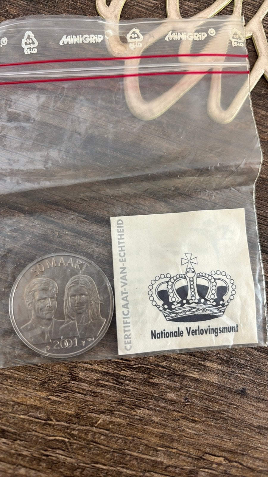 Nationale Verlovingsmunt 30 Maart 2001, Verzenden, Koningin Beatrix, Overige waardes, Geboorte of Huwelijk