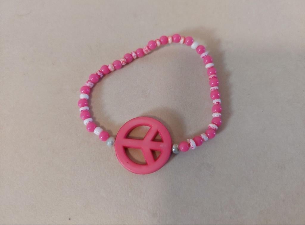 NIEUW! Peace armband, Ophalen of Verzenden, Nieuw, Roze, Armband
