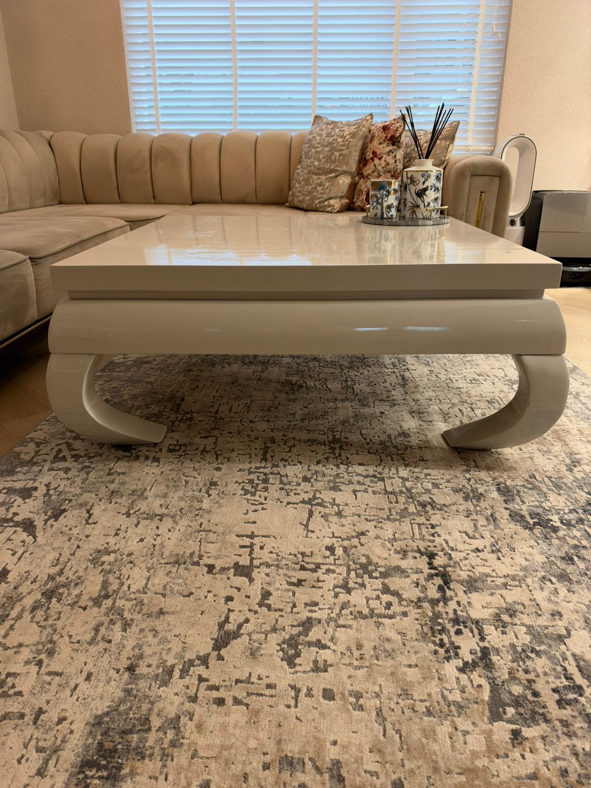 Salontafel 100cm x 100cm, Huis en Inrichting, 50 tot 100 cm, Vierkant, Zo goed als nieuw, Hoogglans wit salontafel