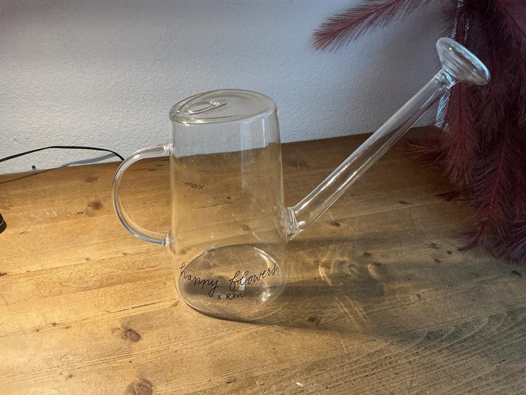 Glazen gieter met 'happy flowers' opdruk, Ophalen, Zo goed als nieuw, Overige materialen