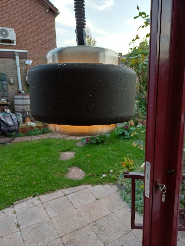 Vintage Philips LPG 201 hanglamp jaren 70., Gebruikt, Metaal, Space-Age design, E27 (groot)
