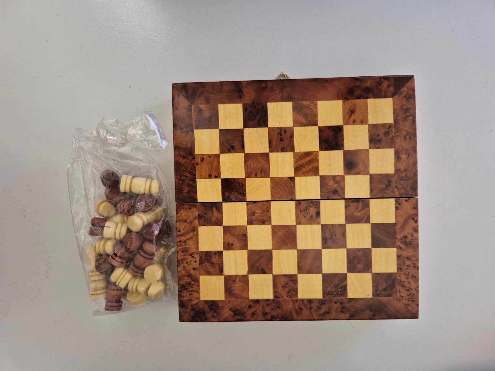 Houten Reis Schaakspel - Compact en Compleet, Een of twee spelers, Ophalen of Verzenden, Gebruikt, Reisspel