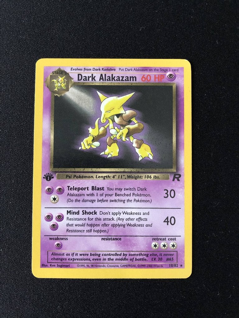 Dark alakazam 1st edition non holo team rocket, Ophalen of Verzenden, Zo goed als nieuw, Losse kaart