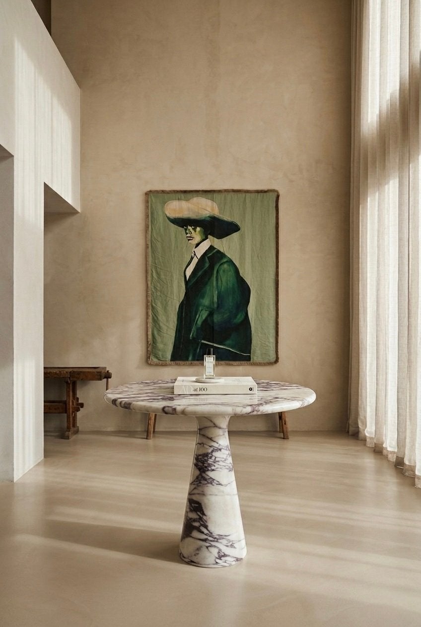 Calacatta marmeren eettafel. Diameter 90 cm, Ophalen of Verzenden