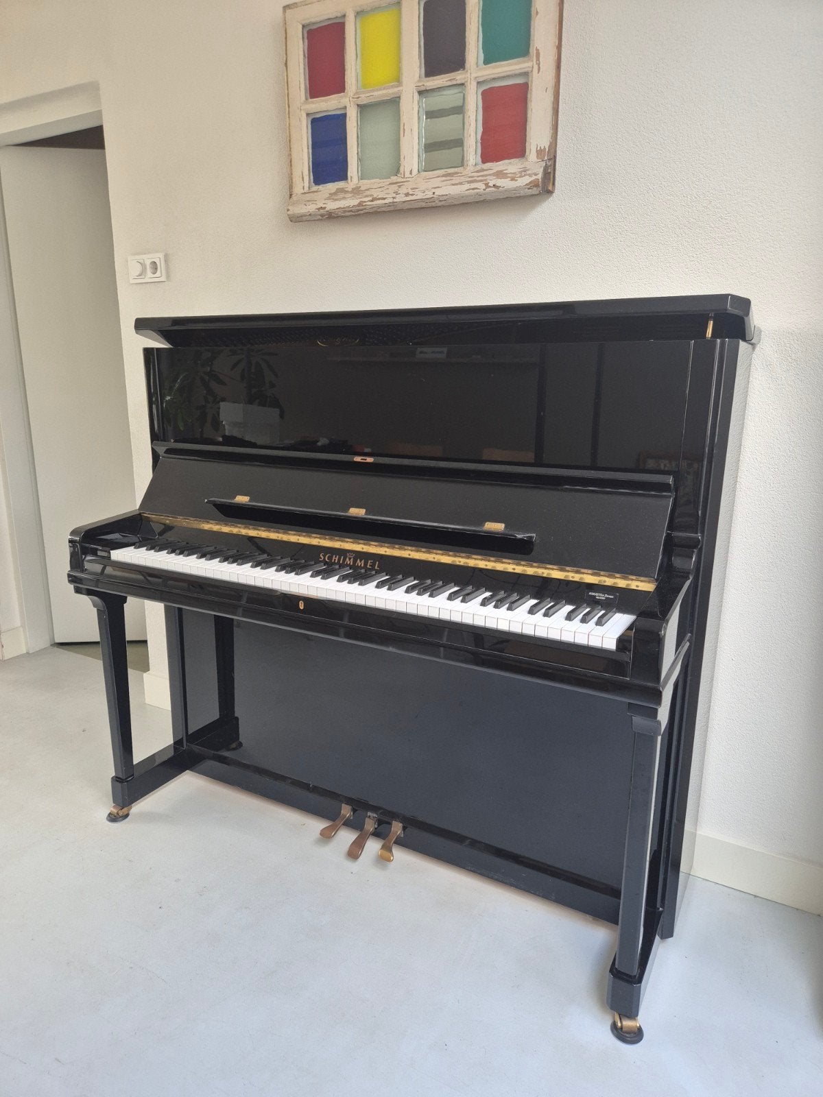 Schimmel 130T Piano Zwart Hoogglans, Ophalen, Zwart, Zo goed als nieuw, Piano