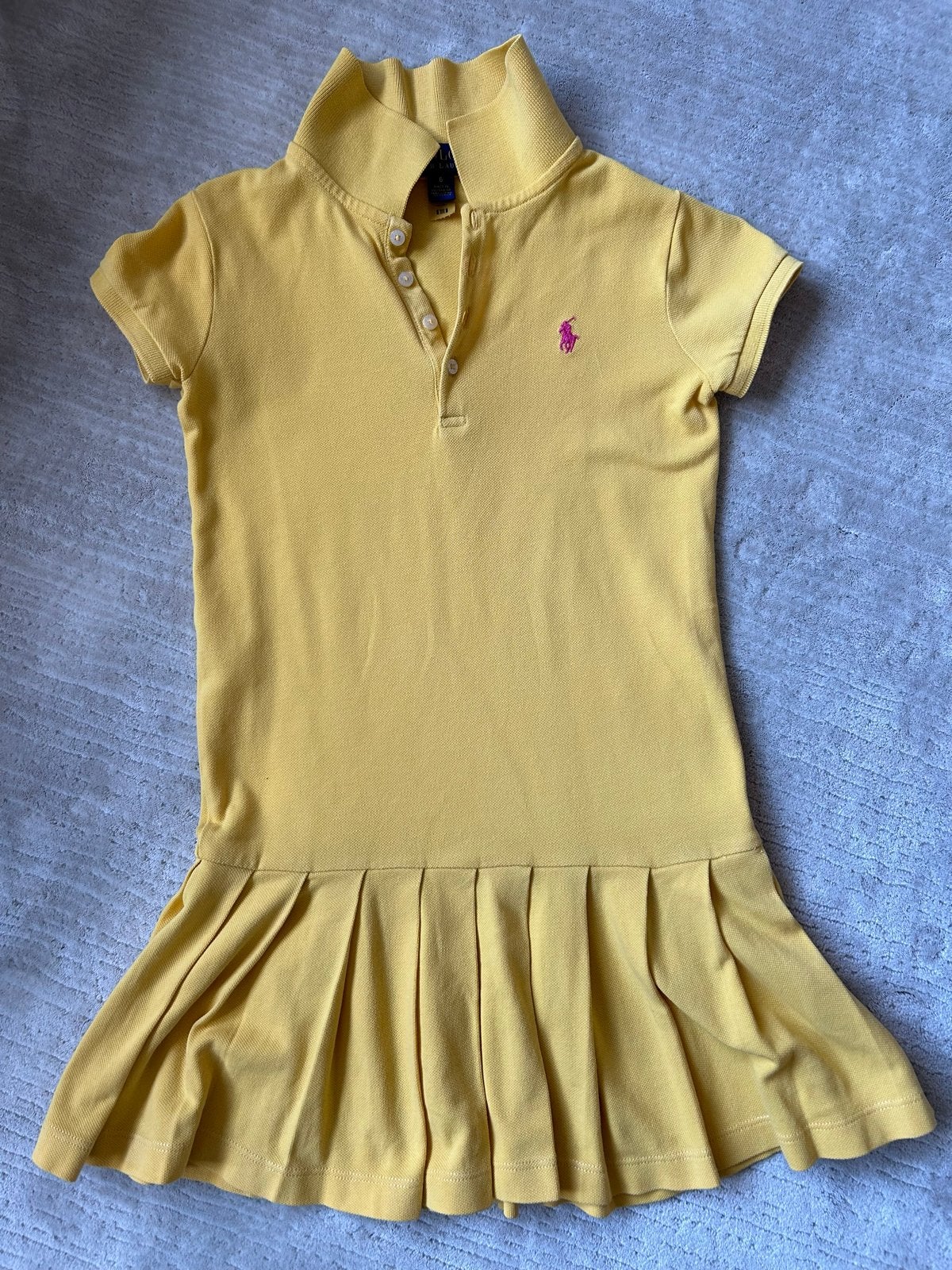 Ralph Lauren Polo Jurk Geel Maat 117-123, Ophalen of Verzenden, Zo goed als nieuw, Meisje, Jurk of Rok