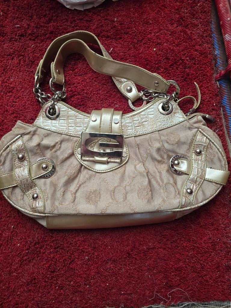 Gussaci tas, Sieraden, Tassen en Uiterlijk, Tassen | Damestassen, Zo goed als nieuw, Handtas, Beige, Ophalen