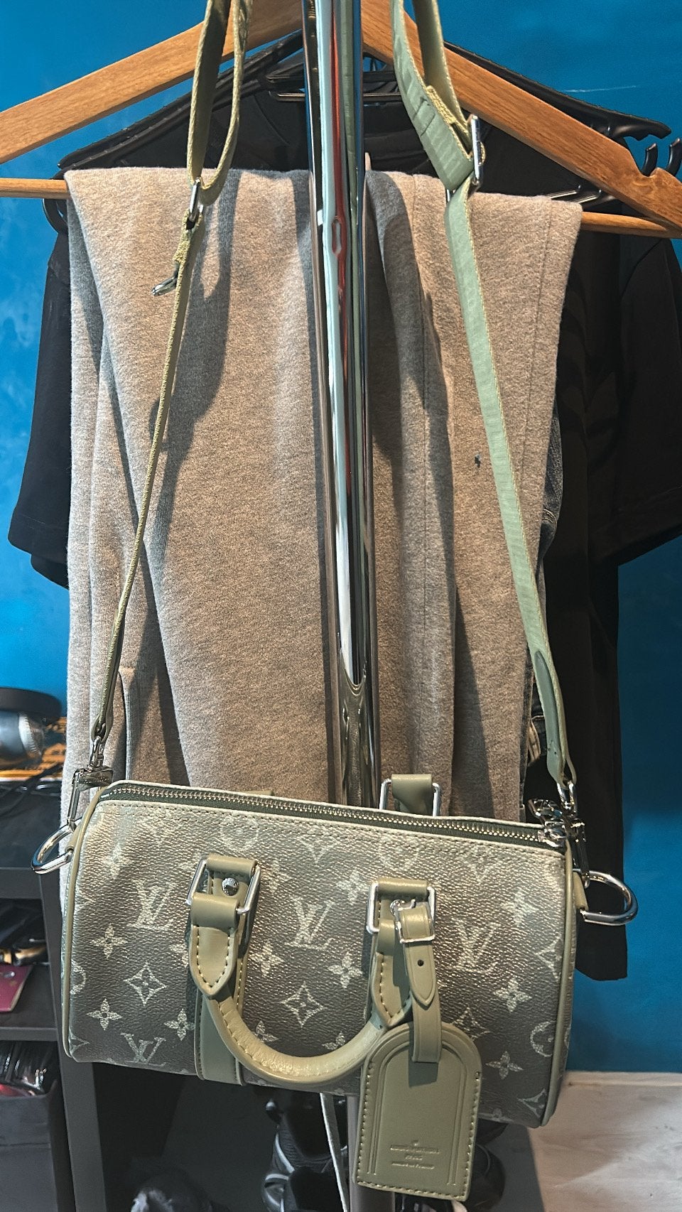 Louisvuitton mini keepall bag, Zo goed als nieuw, Leer, Groen, Ophalen