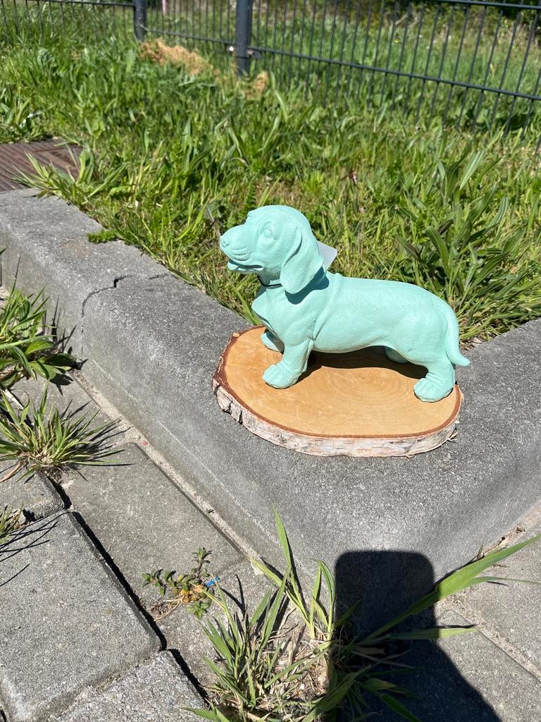 Mintgroene Teckel Beeldje van House Vitamine, Tuin en Terras, Gras en Kunstgras, Nieuw, Ophalen of Verzenden