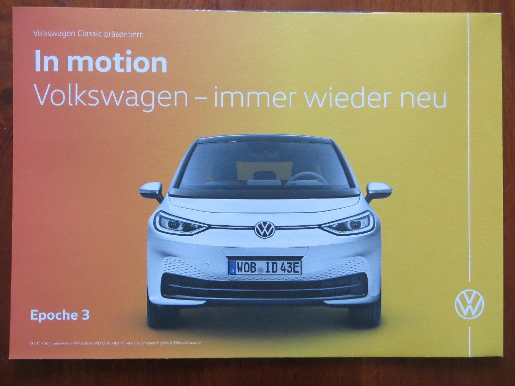 Poster Volkswagen Golf ID.3 (Epoche 3 / tijdperk 3), Ophalen of Verzenden, Nieuw, Volkswagen