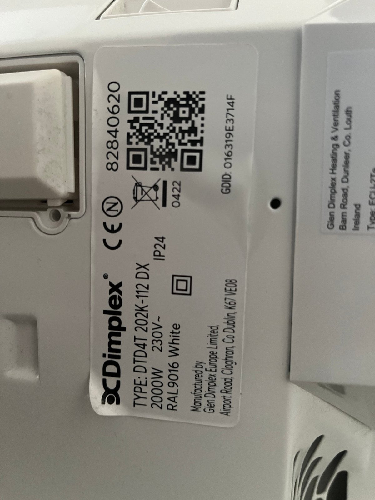 Dimplex DTD4T 202K-112 DX Elektrische Radiator 2000W, Ophalen, Radiator, Zo goed als nieuw, 60 tot 150 cm