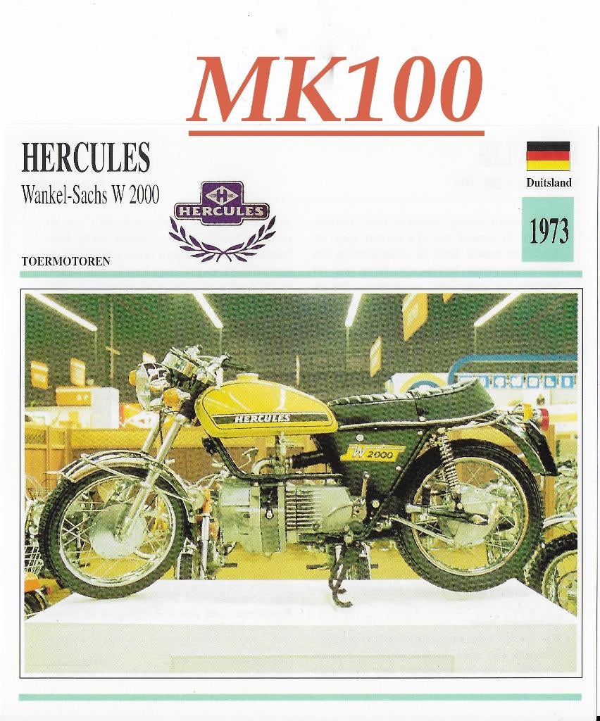Mk100 motorkaart hercules wankel sachs w 2000 (1973 ), Ophalen of Verzenden, Zo goed als nieuw, Motoren