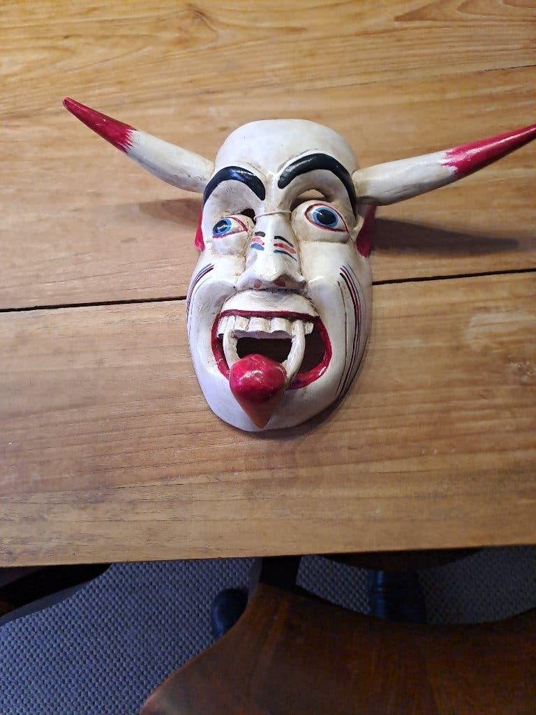 Houten duivel masker uit Mexico, Ophalen of Verzenden