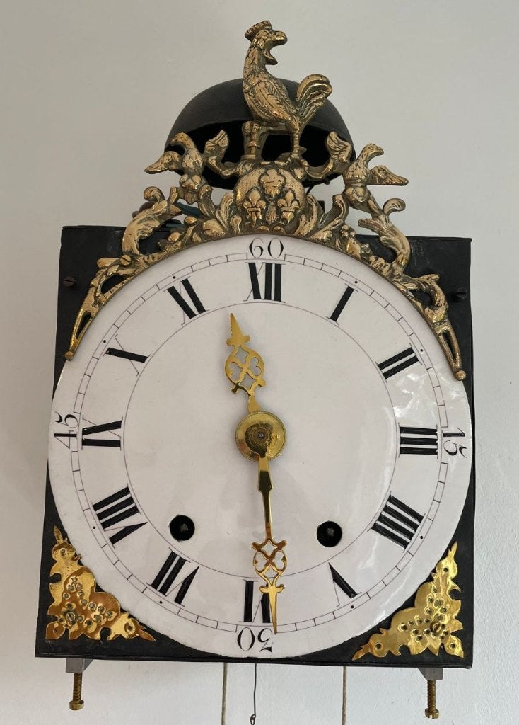 Prachtige Comtoise - Haantjesklok volledig werkend 1760-1770, Antiek en Kunst, Ophalen of Verzenden