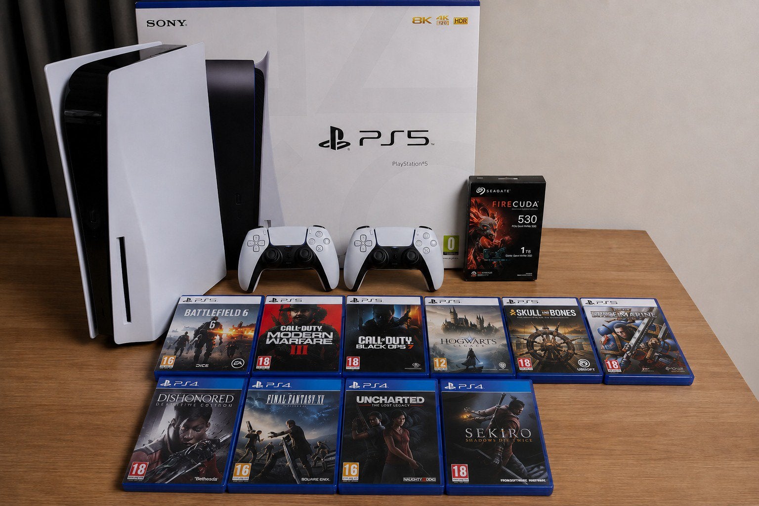 Ps5 disc + 2 dual sense controller + 1tb SSD + 10 games, Spelcomputers en Games, Spelcomputers | Sony PlayStation 5, Zo goed als nieuw