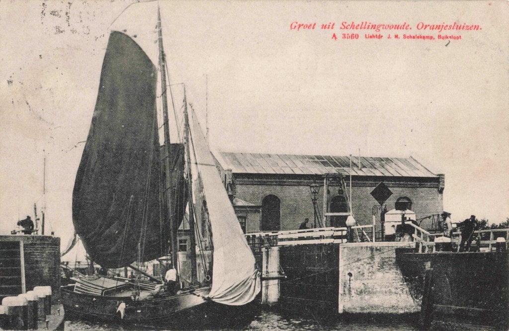Schellingwoude Oranjesluizen ZR1320, Verzamelen, Ophalen, Voor 1920, Gelopen, Noord-Holland