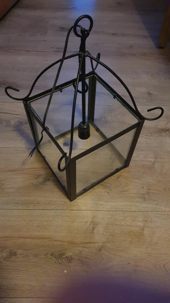 Metalen plafond lamp met glas, Ophalen, Gebruikt, Glas, Minder dan 50 cm