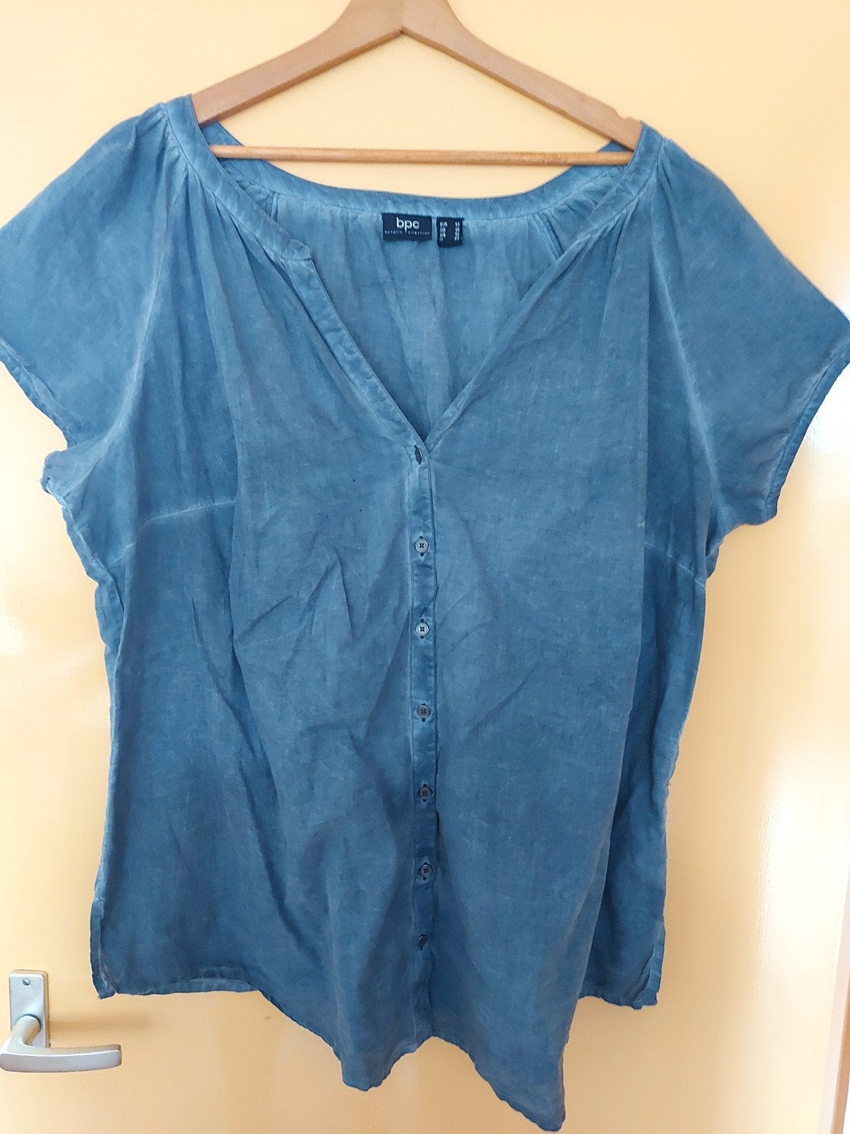 Top/blouse jeansblauw maat 54, Kleding | Dames, Grote Maten, Verzenden, Zo goed als nieuw, Blouse of Tuniek