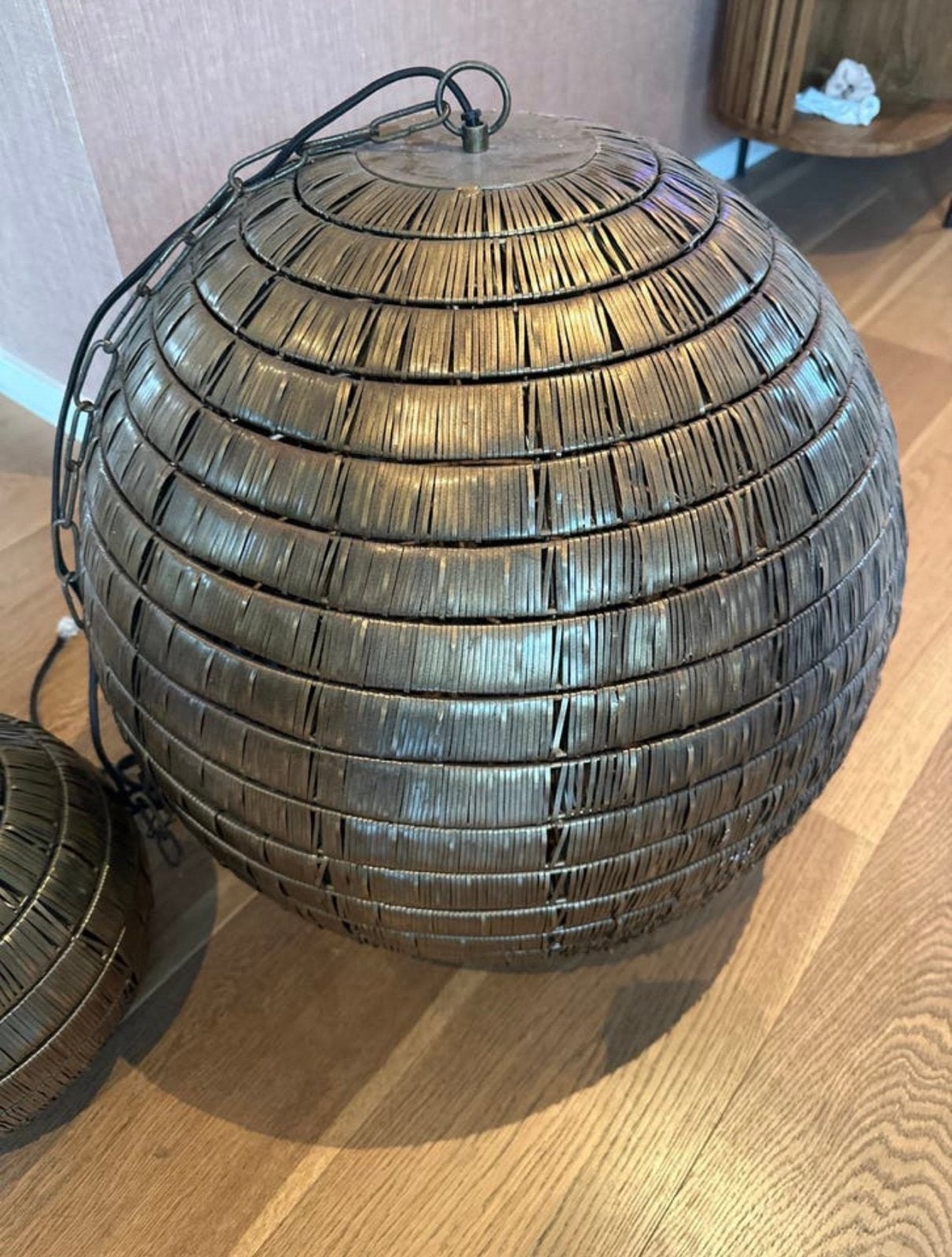 metalen hanglamp - Bolvormig, Huis en Inrichting, Ophalen, Gebruikt, Metaal