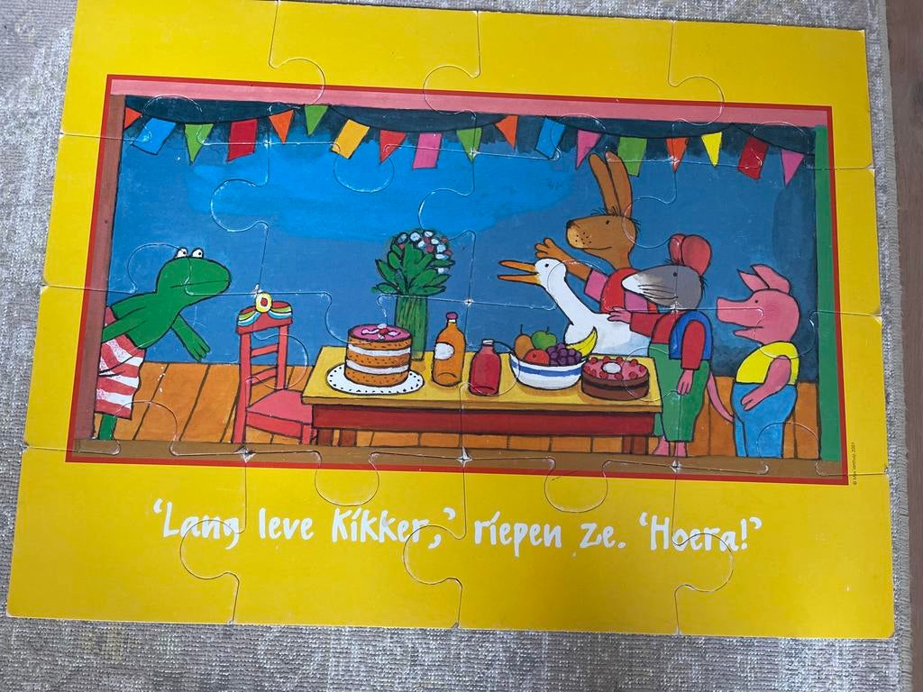 Kikker puzzel extra groot 80x60 cm - Max Velthuijs, Ophalen of Verzenden, Minder dan 10 stukjes, Gebruikt, 2 tot 4 jaar