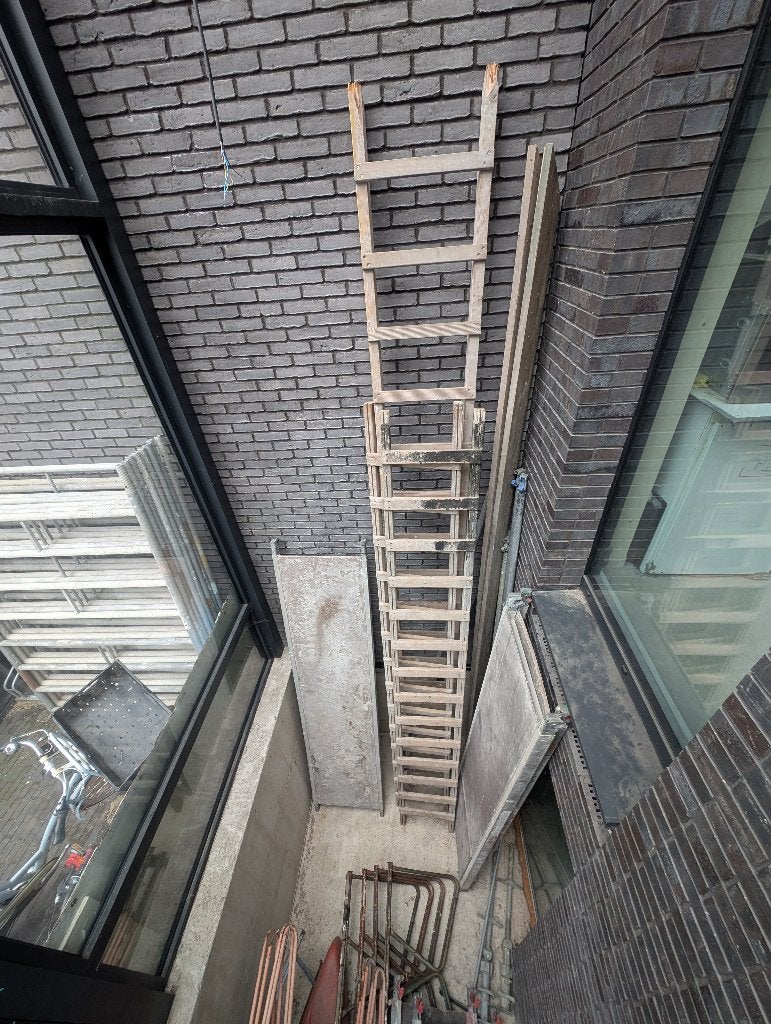 Wetim bouwladder 5.0 m, Doe-het-zelf en Verbouw, Ophalen, Gebruikt, Ladder, 4 meter of meer