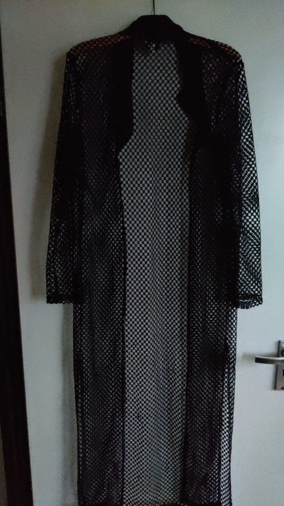 Zwarte lange doorzichtige kanten sexy kimono XS/S, Ophalen of Verzenden, Zwart