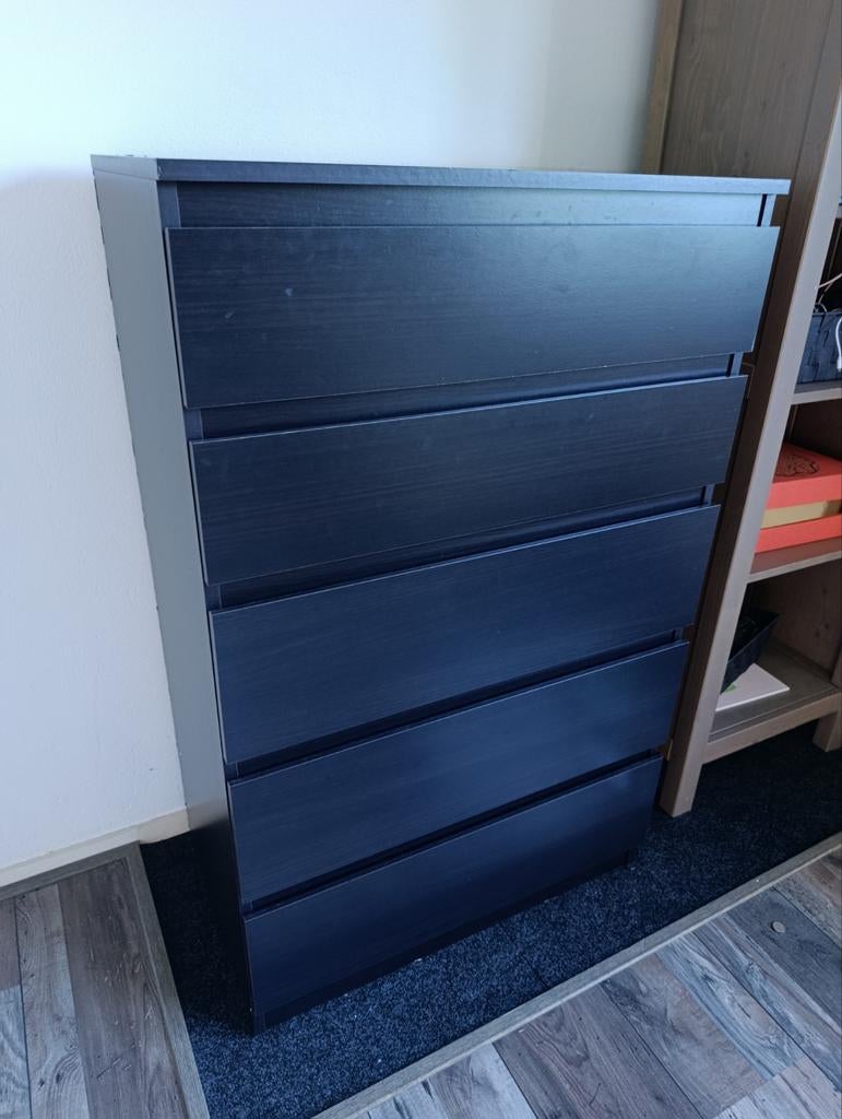 Ladekast kullen Ikea donkerbruin, 5 lades, Ophalen, 25 tot 50 cm, 50 tot 100 cm