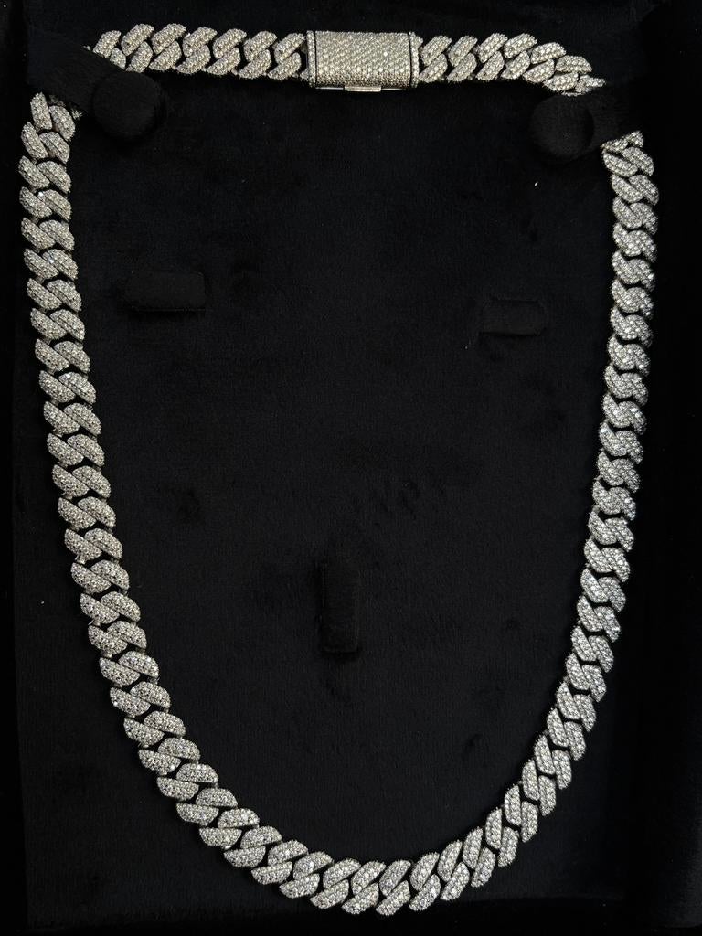 Raised pointer cuban chain vvs moissanite 925 silver, Nieuw, Ophalen of Verzenden, Met edelsteen, Zilver