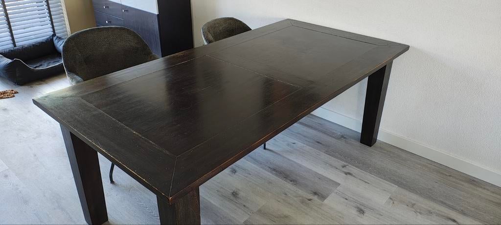 Eetkamertafel, wenge kleur, Ophalen, Rechthoekig, 200 cm of meer, 50 tot 100 cm