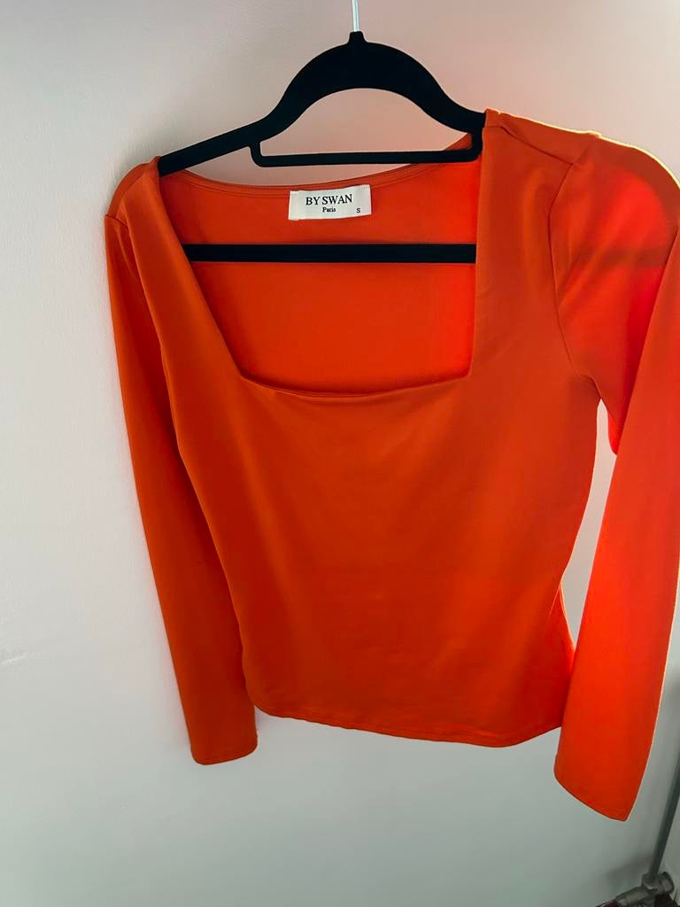 BY SWAN Paris Oranje Top Maat S, Oranje, Ophalen of Verzenden, Zo goed als nieuw, Lange mouw