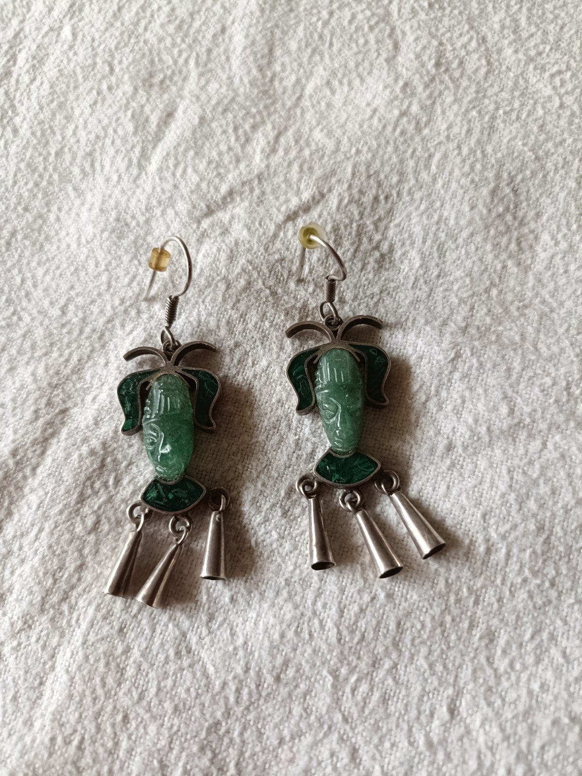 Antieke Taxco oorbellen,925 zilver, onyx (1948-1970), Hangers, Ophalen of Verzenden, Zo goed als nieuw, Met edelsteen