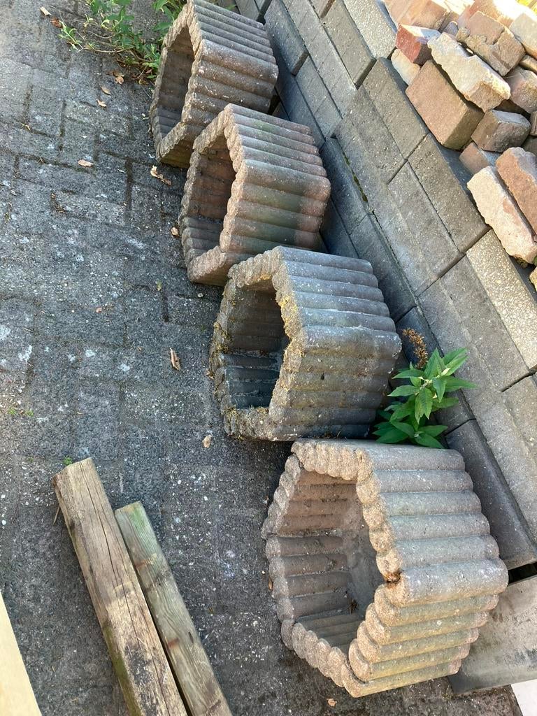 5 plantenbakken 6 hoek honingraat, Ophalen, Steen, Gebruikt, Minder dan 30 cm