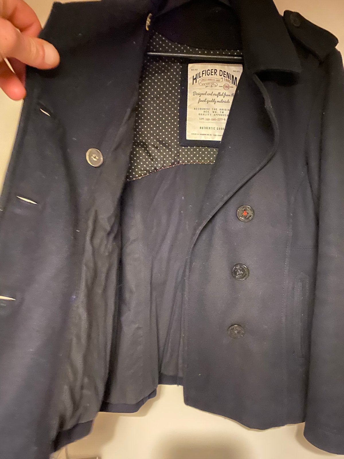 Tommy Hilfiger Denim Peacoat - Donkerblauw, Ophalen, Gedragen, Maat 38/40 (M), Blauw