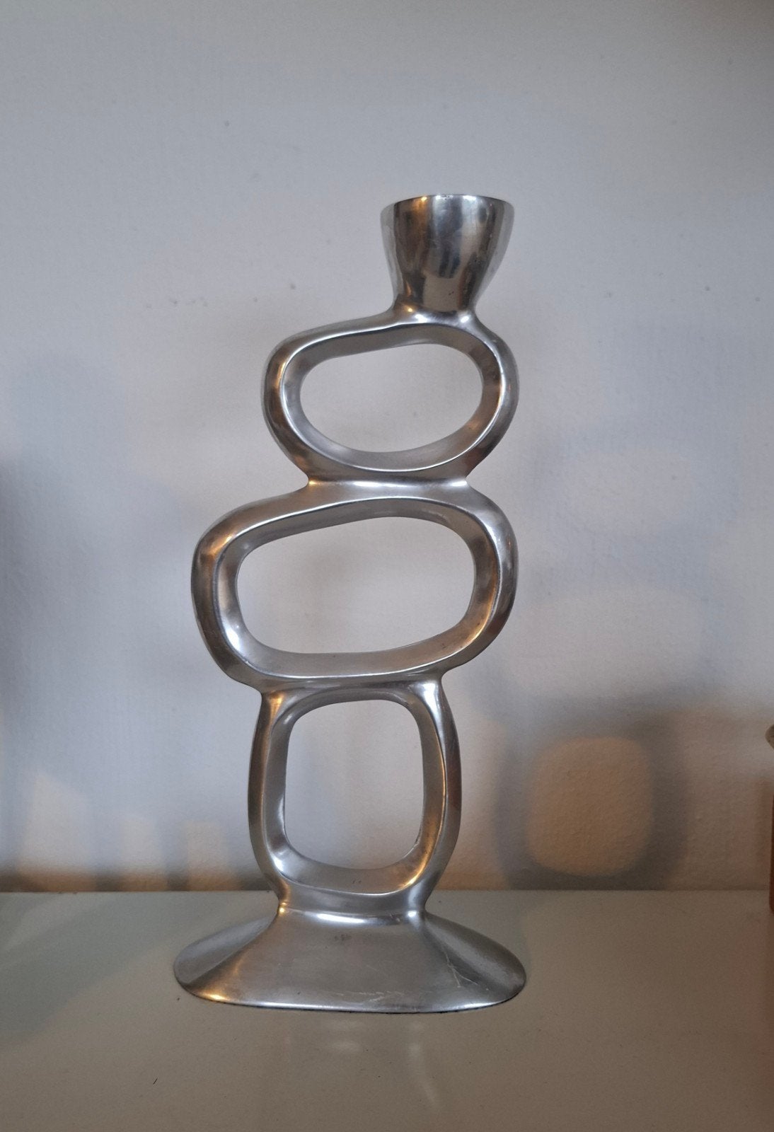 Vintage kandelaar Circle Matthew Hilton jaren 80, Huis en Inrichting, Gebruikt, Ophalen of Verzenden, X, Metaal