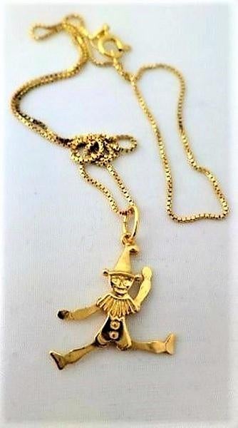 Beweeglijke harlekijn, verguld 925 zilver hanger + ketting, Sieraden, Tassen en Uiterlijk, Ophalen, Nieuw, Goud, Zilver