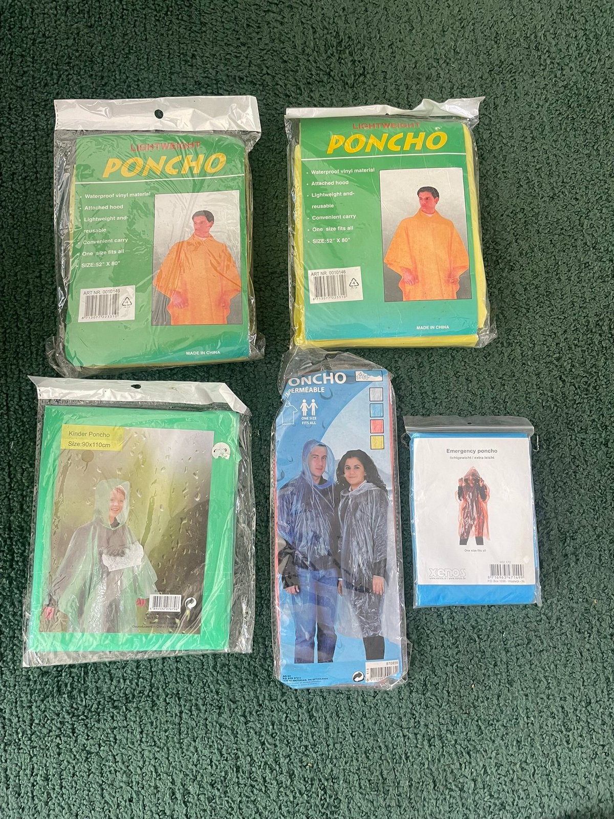 Nog in verpakking: 5 Nieuwe verschillende Regen Poncho's, Ophalen, Nieuw, Regenponcho, Heren