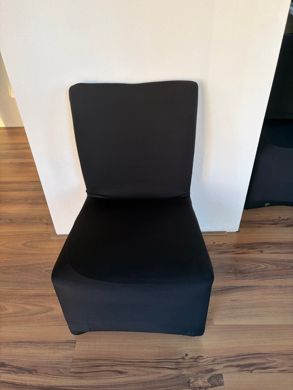 6 zwarte stoelen met wieltjes en stoelhoezen 🪑, Ophalen, Gebruikt, Zwart, Stof