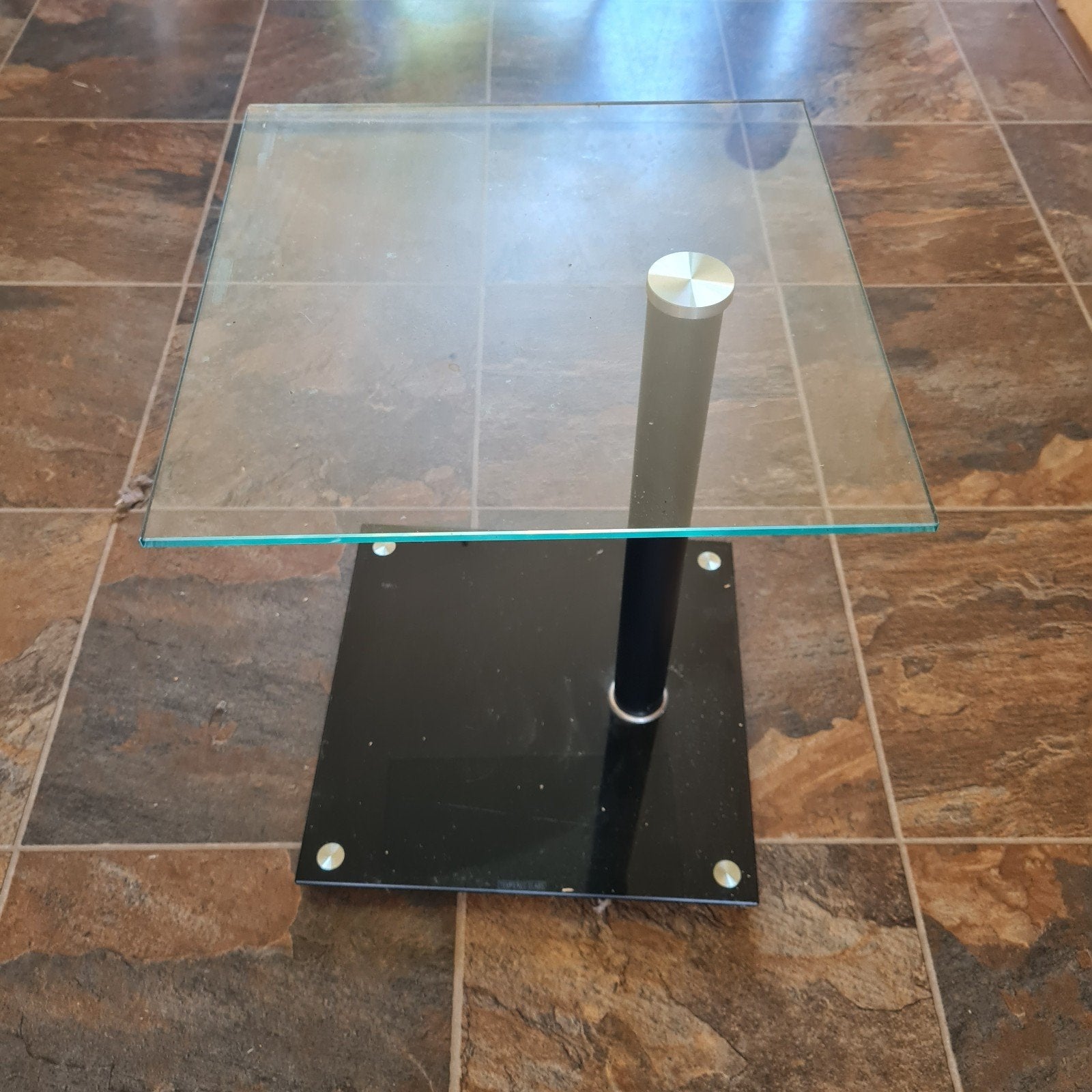 Glazen bijzettafel 40x40x52,5 cm, Minder dan 55 cm, Gebruikt, Vierkant, Glas