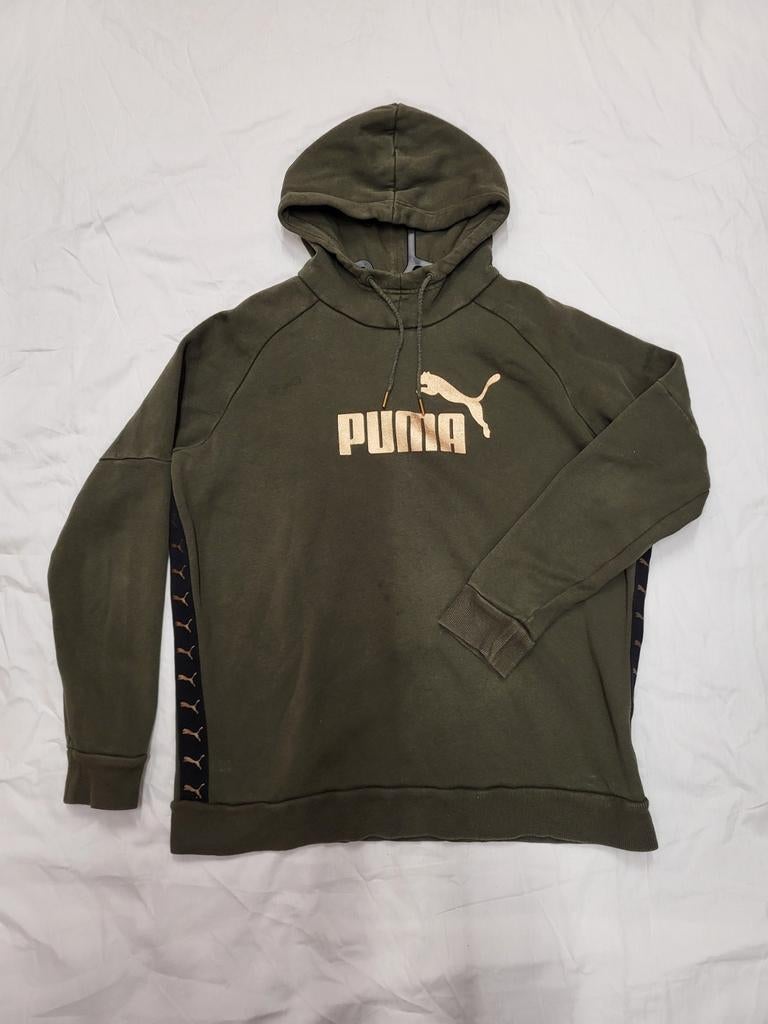 Puma Hoodie Legergroen met Goudkleurig Logo - Maat M, Maat 38/40 (M), Puma, Ophalen of Verzenden, Gedragen