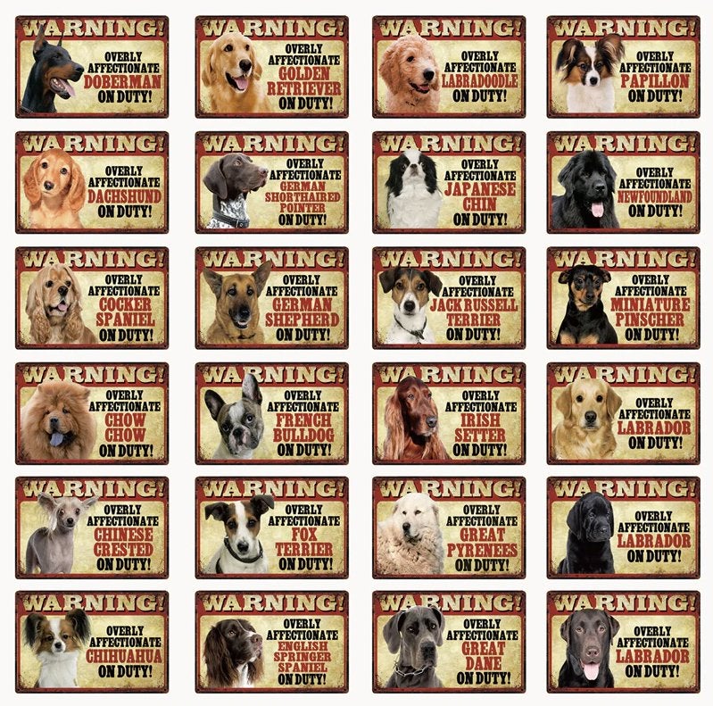 Honden Retro Vintage Metalen Bord Plaat Hond Waak Waken, Verzenden, Nieuw, Wandbord of Wandpaneel