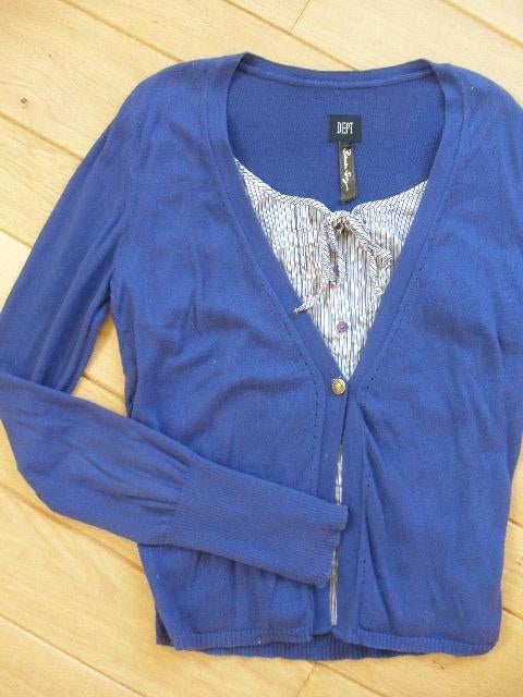 DEPT vest blauw met wit bloesje maat M, Maat 38/40 (M), Blauw, Ophalen of Verzenden, Zo goed als nieuw