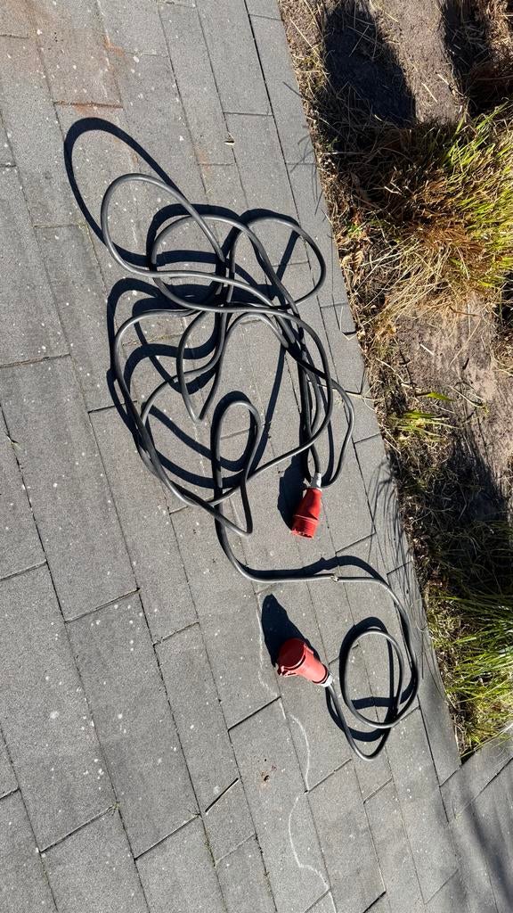 Verlengkabel met CEE stekkers 5 polig, Doe-het-zelf en Verbouw, Elektra en Kabels, Ophalen of Verzenden, Gebruikt, Kabel of Snoer