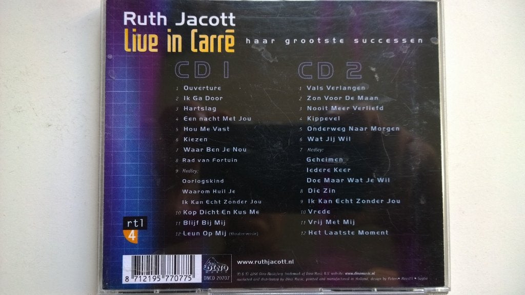Ruth Jacott - Live In Carré (Haar Grootste Successen), Ophalen of Verzenden, Zo goed als nieuw, Pop