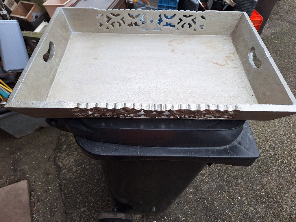 dienblad zilvergrijs, Ophalen, Gebruikt, Met opstaande rand, Dienblad