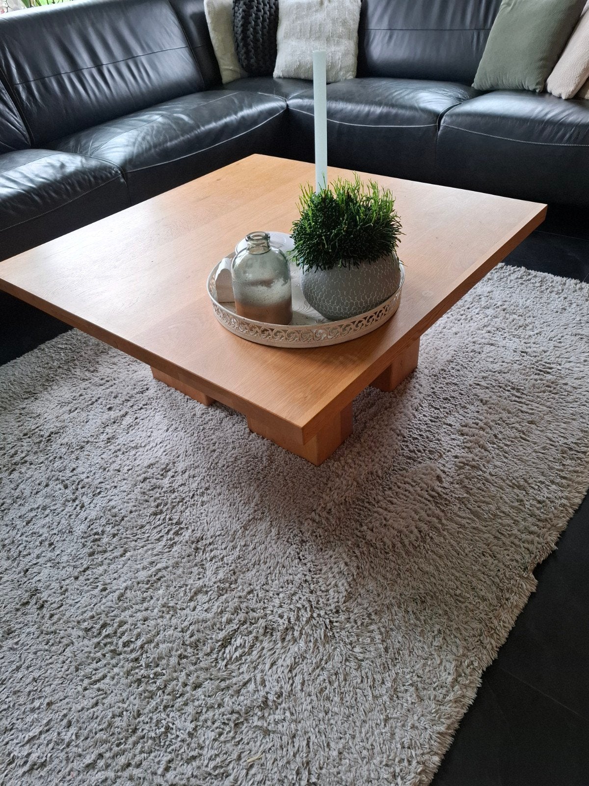 Licht eiken salontafel, Ophalen, Vierkant, 100 tot 150 cm, 50 tot 100 cm