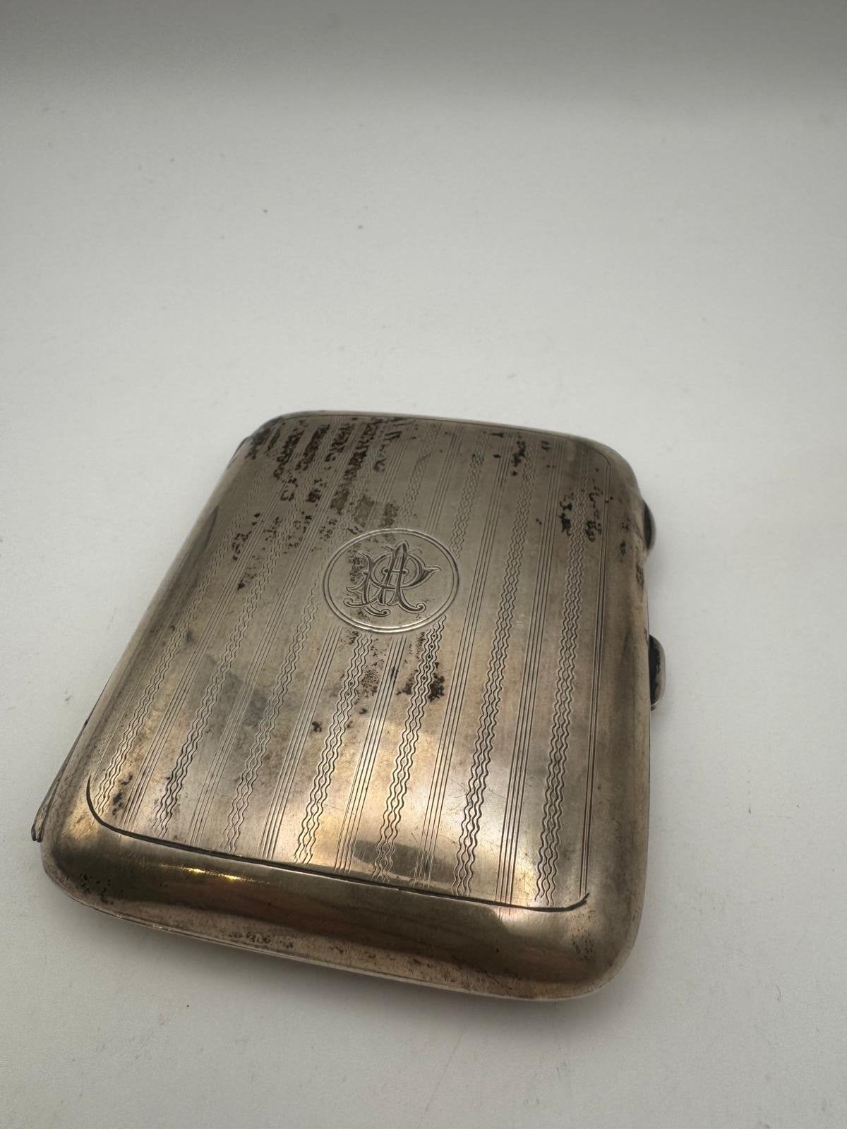 Antieke 925 Zilveren Sigarettendoos - 98 gram - Engels, Antiek en Kunst, Ophalen of Verzenden, Zilver