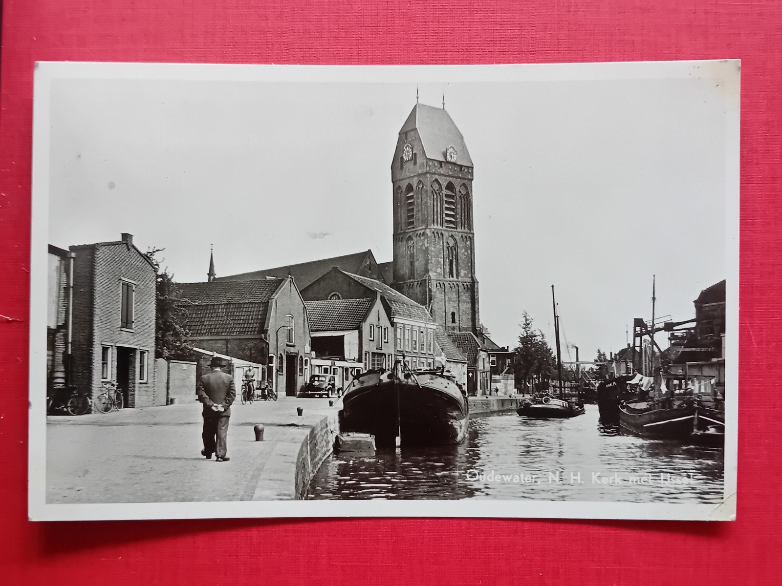 Oudewater NH Kerk ansichtkaart 1957, Ophalen of Verzenden, 1940 tot 1960, Gelopen, Utrecht