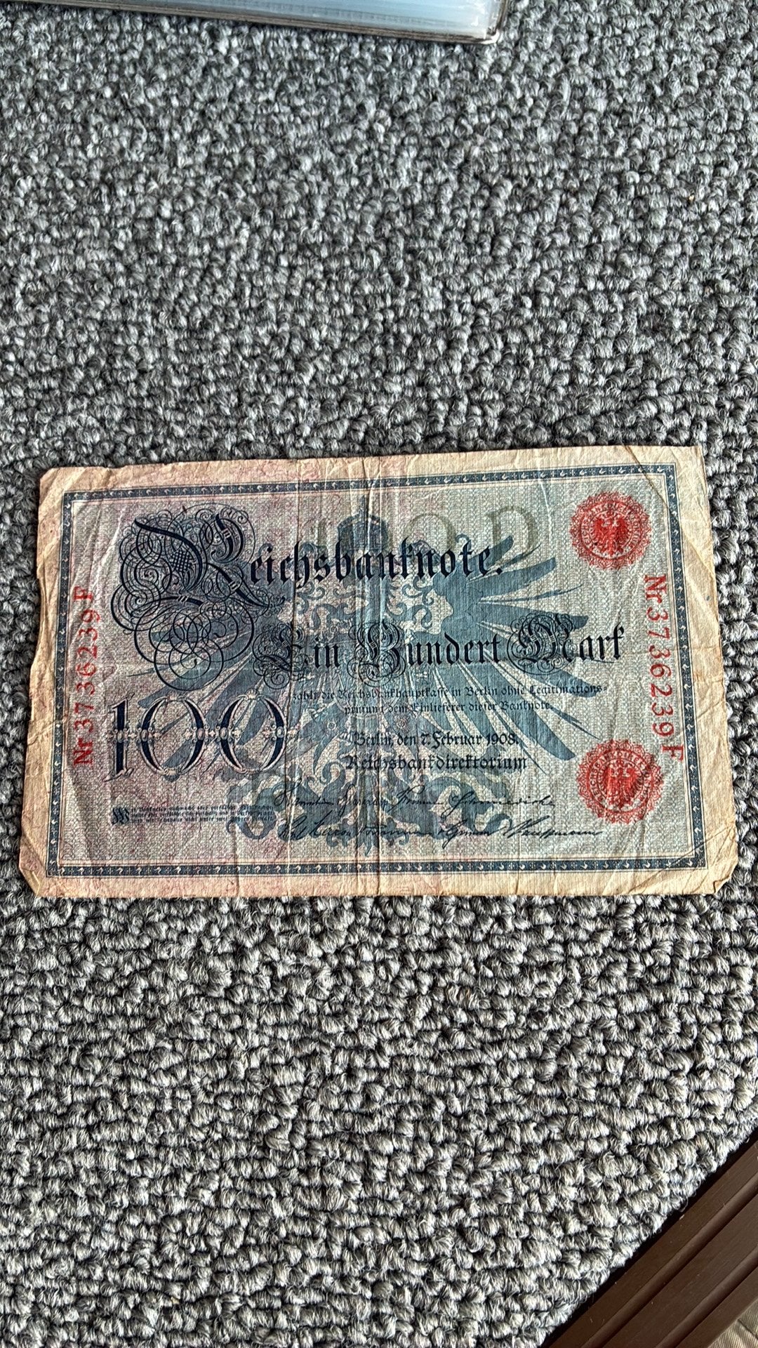 Duitsland 100 mark 1908 rode type, Postzegels en Munten, Bankbiljetten | Europa | Niet-Eurobiljetten, Ophalen of Verzenden, Duitsland